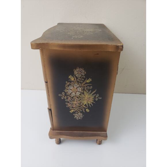 Vintage Nico Wooden 3 Drawer Musical Jewelry Box Cottagecore Made in Japan - Picture 3 of 12